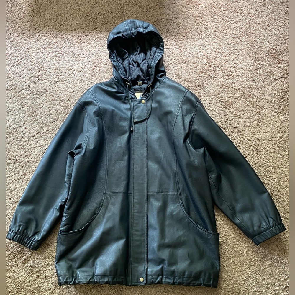 Vintage 80’s Middlebrook Park Genuine Leather Men’s Black Coat Size Large